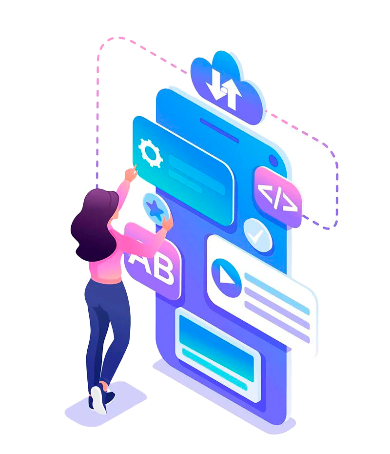 Mujer desarrollando una aplicación para celular