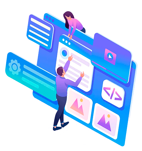 dos personas desarrolando una página web